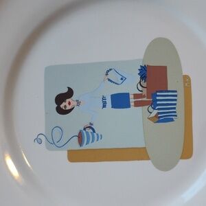 Coffee House Latte Girl Deadstock Dessert Plates Set of 4    NIB 🎁